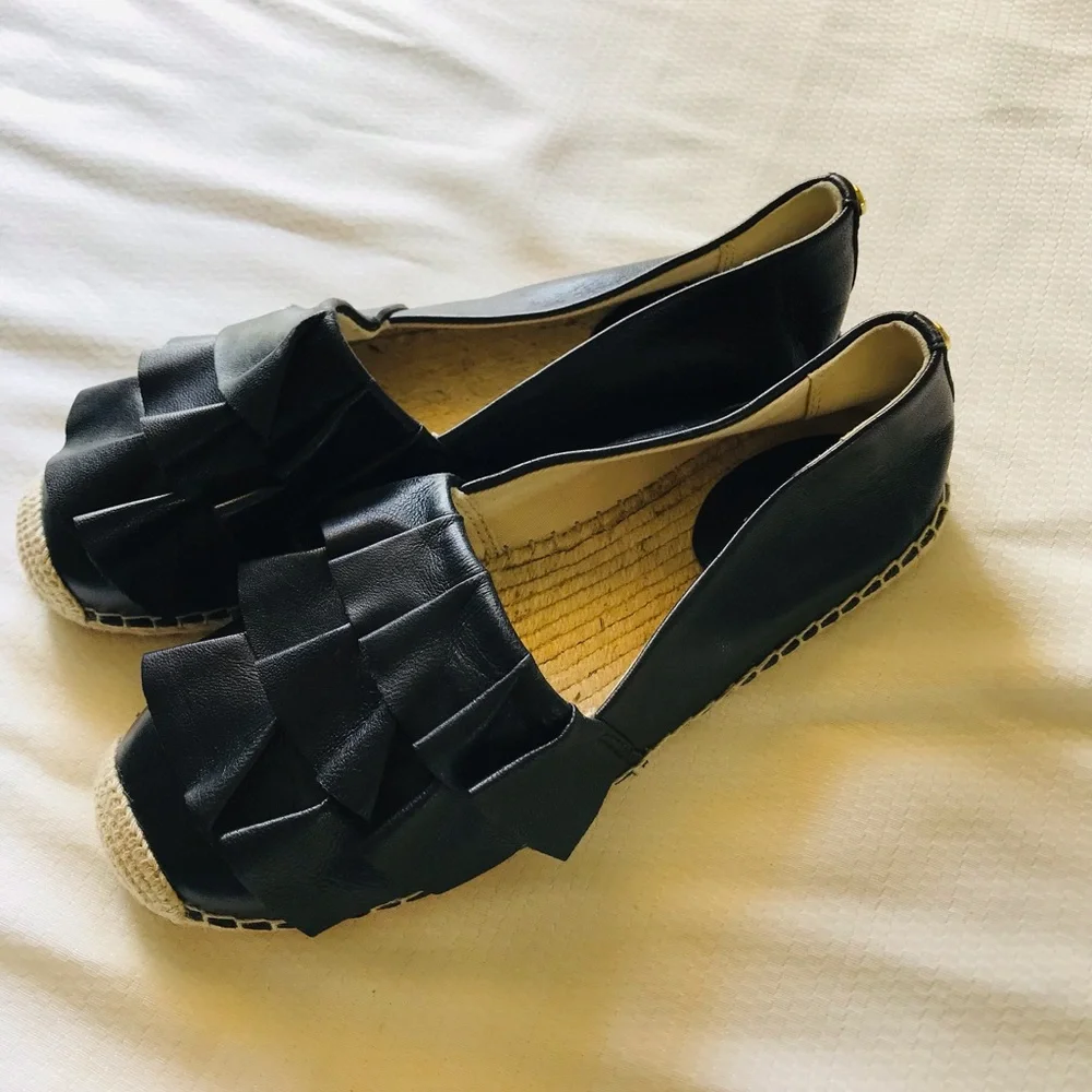 Michael Kors bella top ruffle Black Espadrille Flats